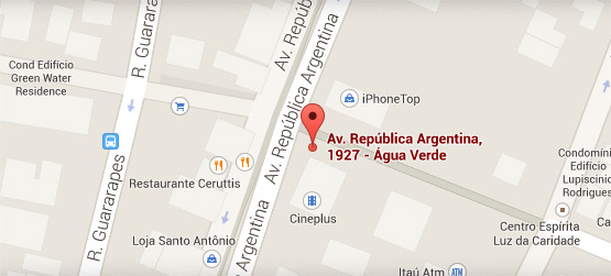 Mapa de localização do Shopping AguaVerde